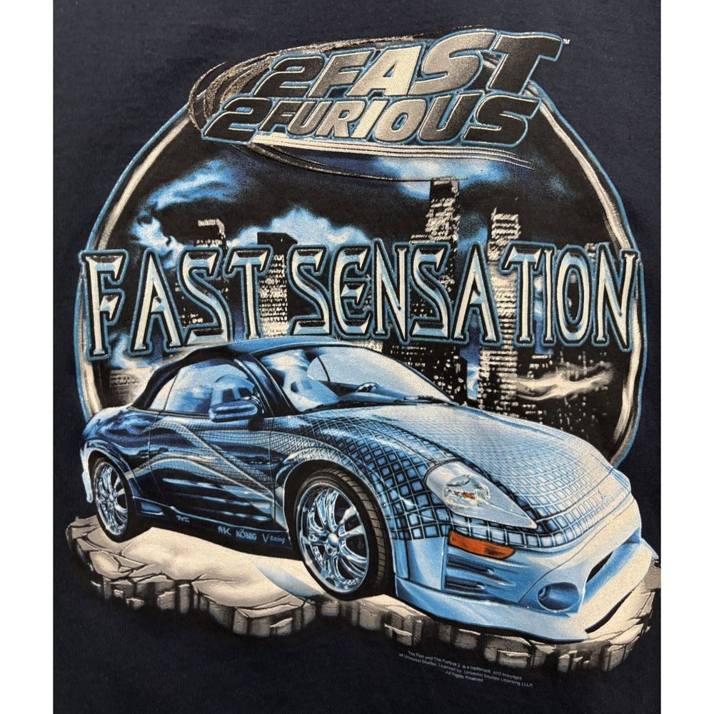 2 Fast 2 Furious Vintage Shirt Y2K Movie Promo Mitsubishi Eclipse Tyrese Medium